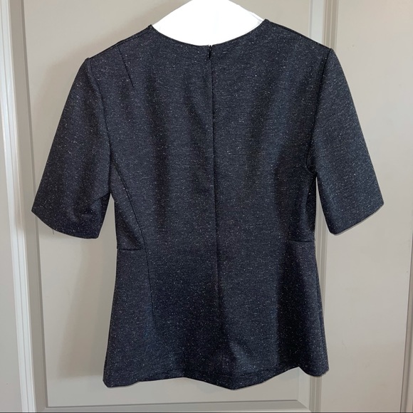 Theory Fitted Short Sleeve Shell Top Melange Ponte - Picture 3 of 13